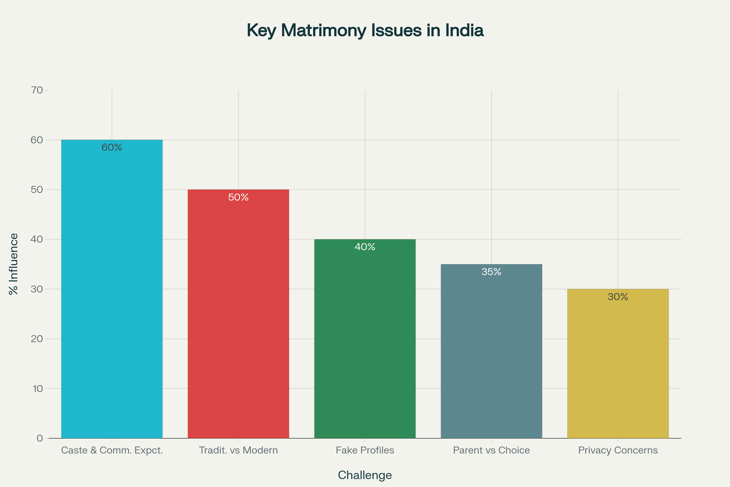 Bar Chart Showing Major Challenges in Modern Matrimony in India: WedKnott